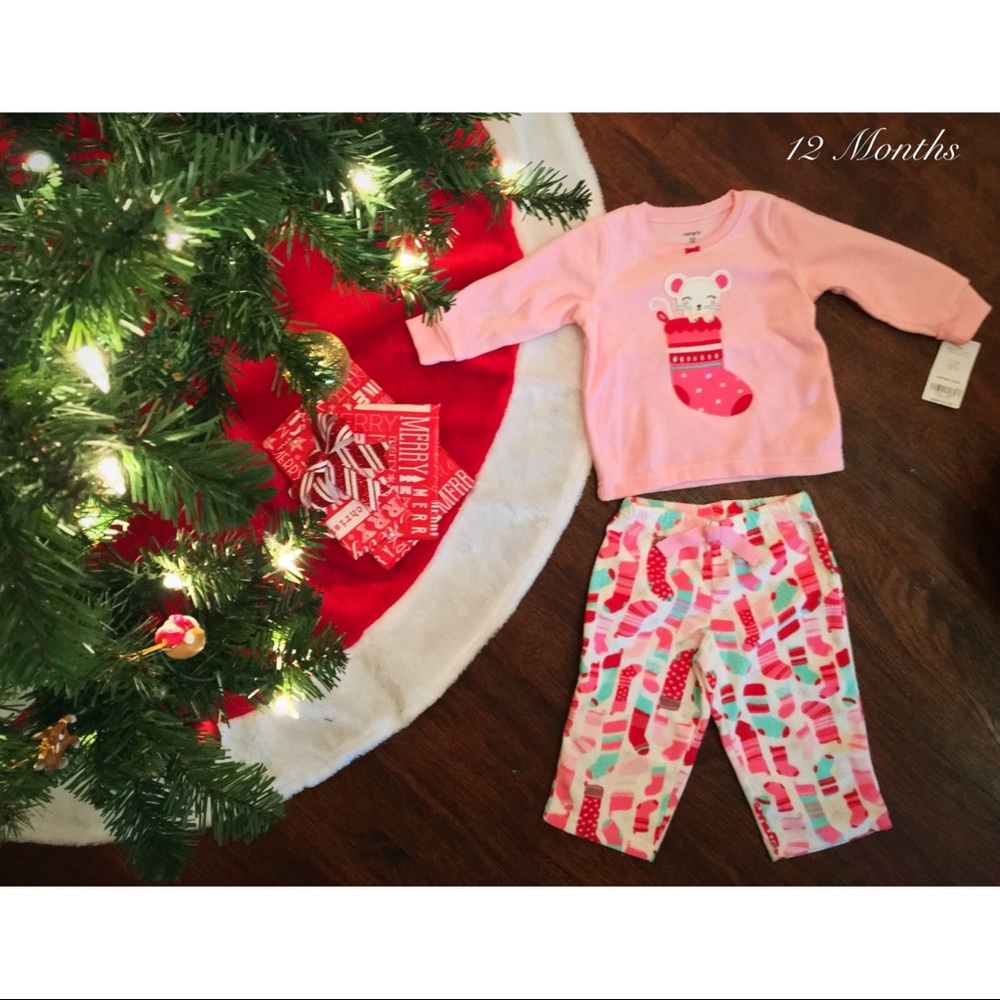 🚫SOLD🚫🎄 12M Carter’s pink mouse Christmas pjs